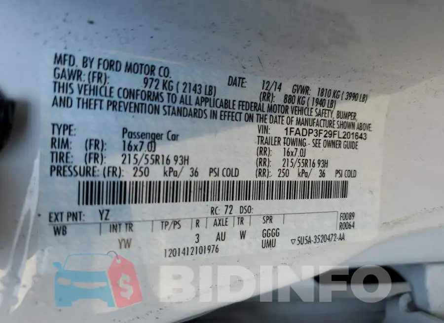 1FADP3F29FL201643 Photo# 12