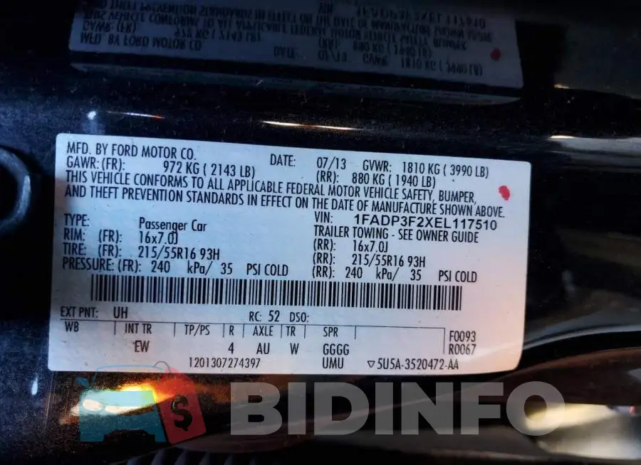 1FADP3F2XEL117510 Photo# 13