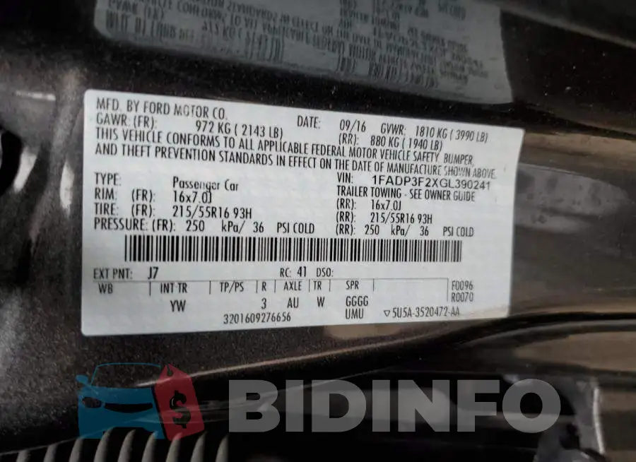 1FADP3F2XGL390241 Photo# 12