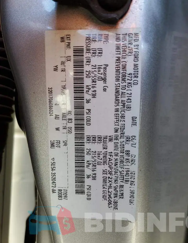 1FADP3F2XHL296863 Photo# 12