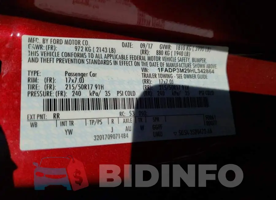 1FADP3M29HL342864 Photo# 10