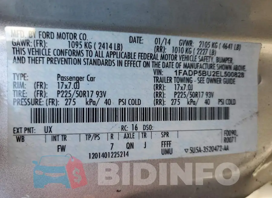 1FADP5BU2EL500828 Photo# 13
