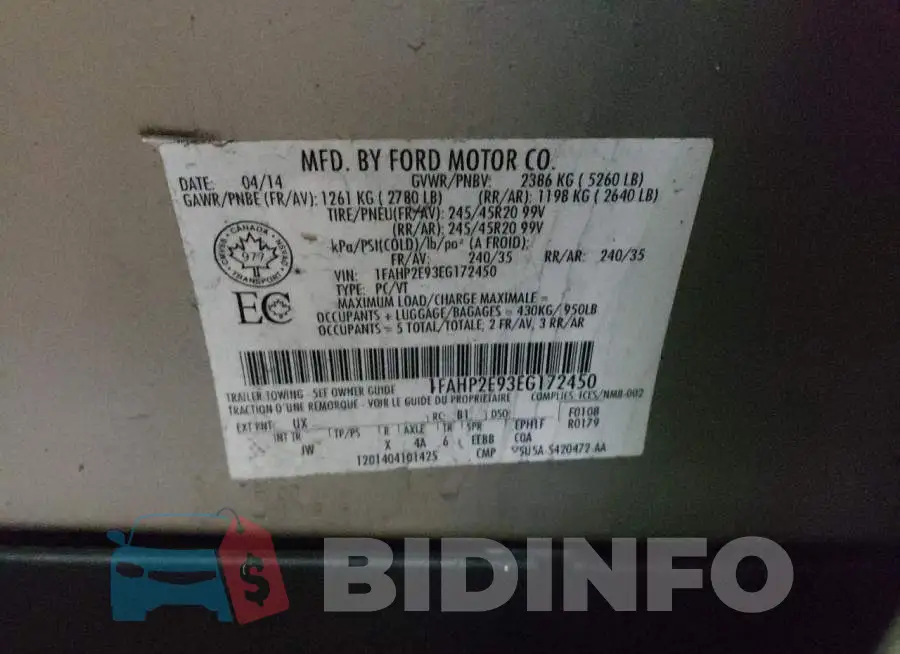 1FAHP2E93EG172450 Photo# 12