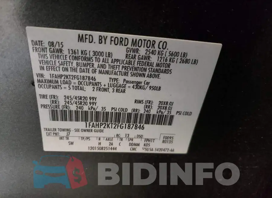 1FAHP2KT2FG187846 Photo# 12