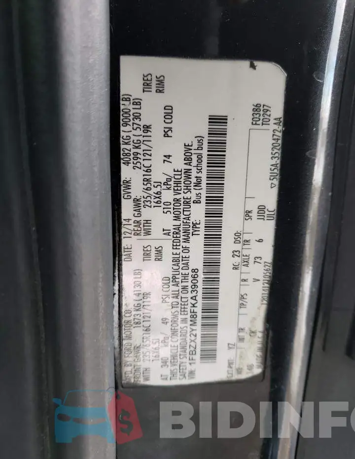 1FBZX2YM8FKA39068 Photo# 13