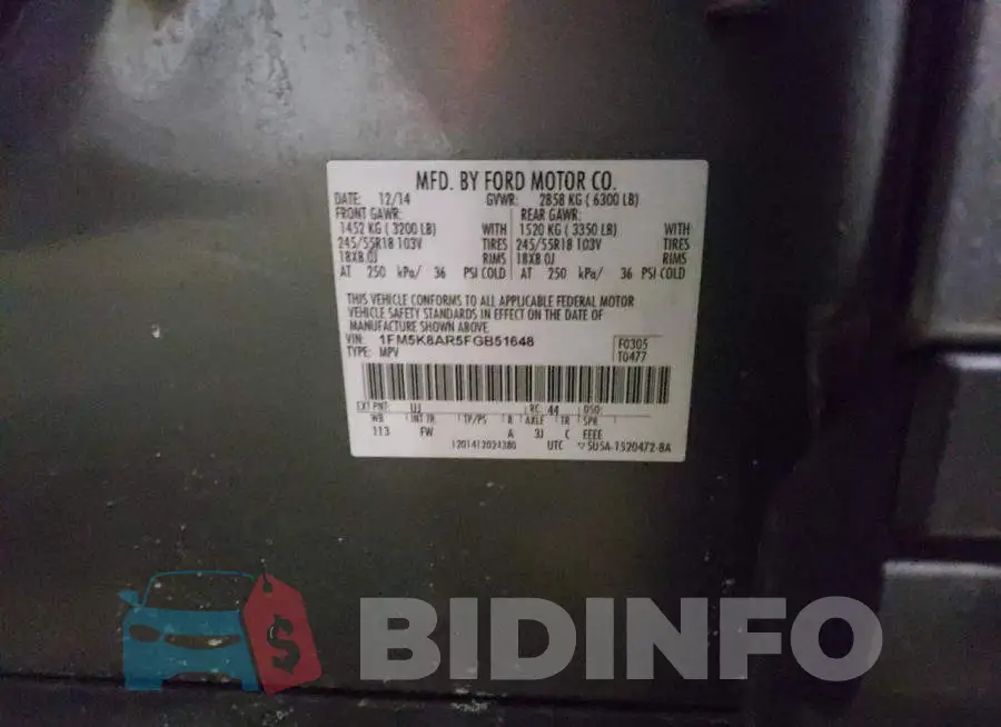 1FM5K8AR5FGB51648 Photo# 14
