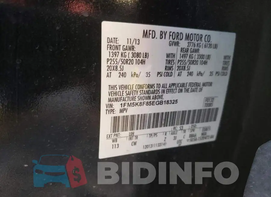 1FM5K8F85EGB18325 Photo# 10