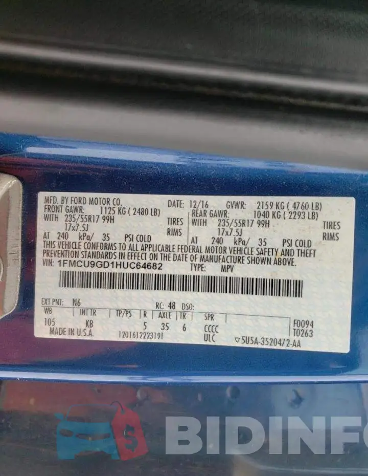 1FMCU9GD1HUC64682 Photo# 10