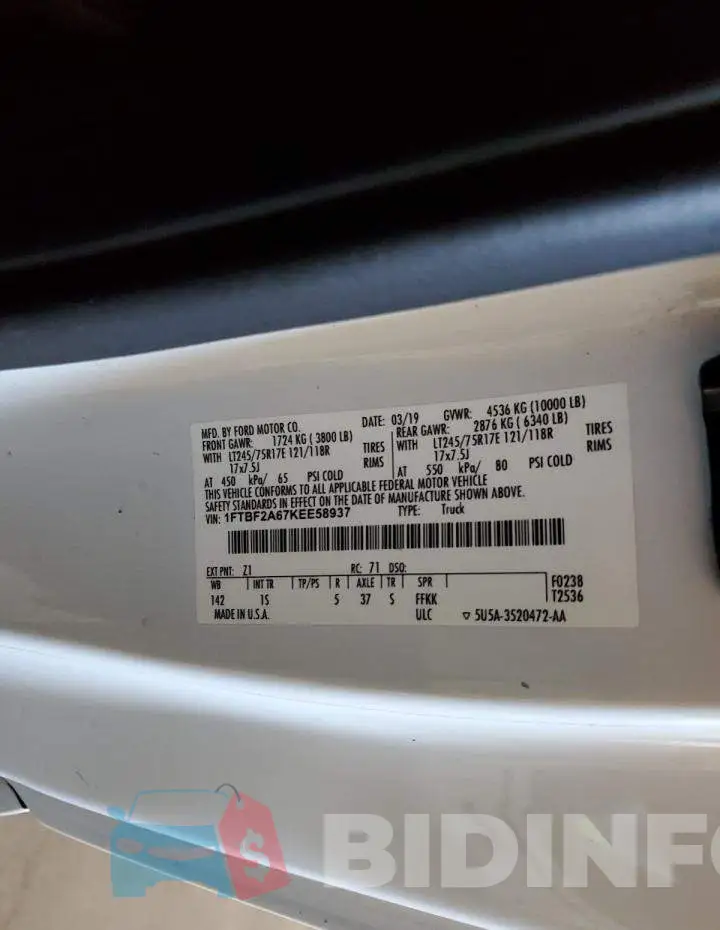 1FTBF2A67KEE58937 Photo# 12