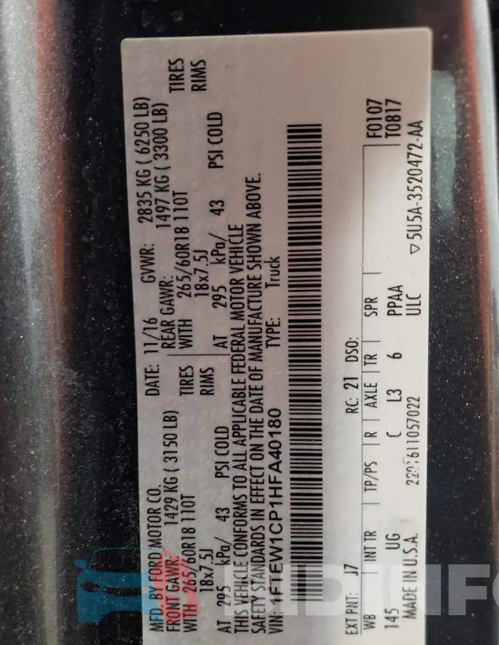 1FTEW1CP1HFA40180 Photo# 12