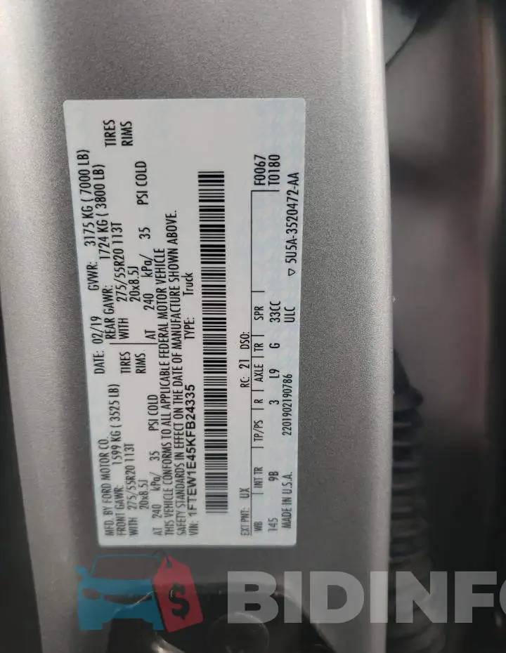 1FTEW1E45KFB24335 Photo# 12