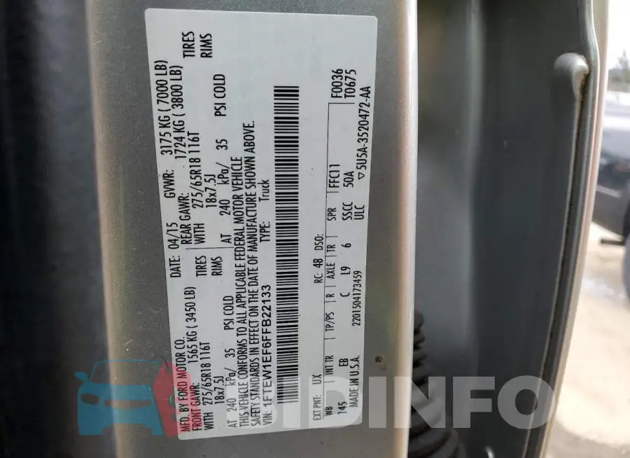 1FTEW1EF6FFB22133 Photo# 12