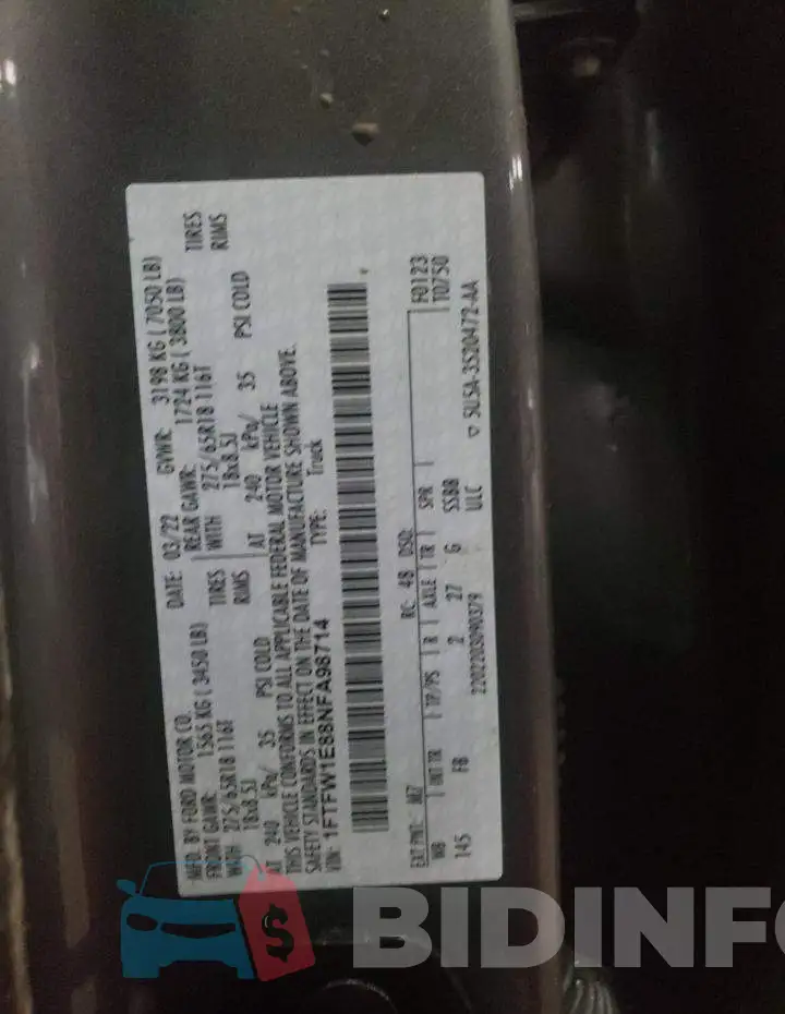 1FTFW1E88NFA98714 Photo# 13