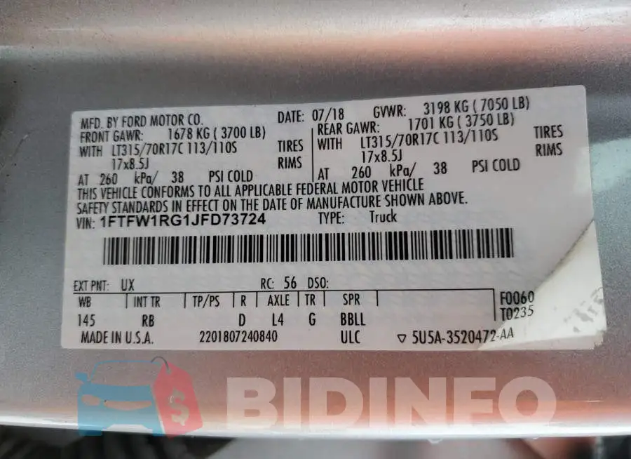 1FTFW1RG1JFD73724 Photo# 13