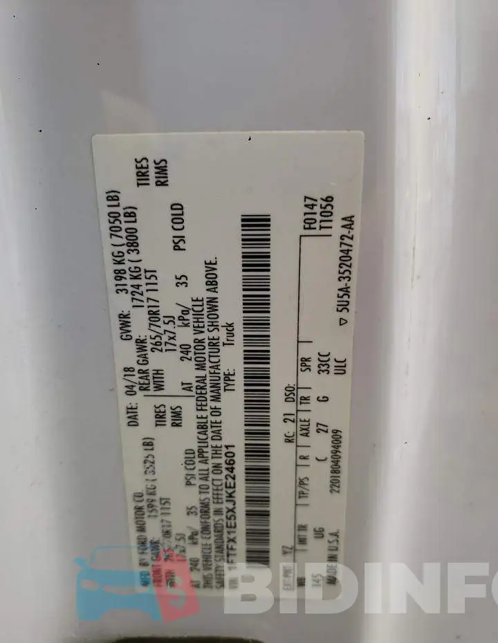 1FTFX1E5XJKE24601 Photo# 12