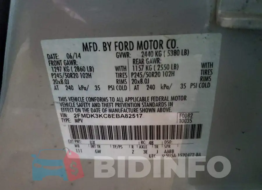 2FMDK3KC8EBA82517 Photo# 13