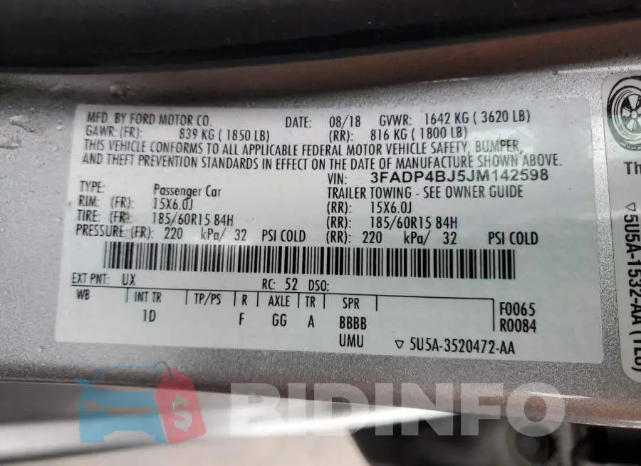3FADP4BJ5JM142598 Photo# 12