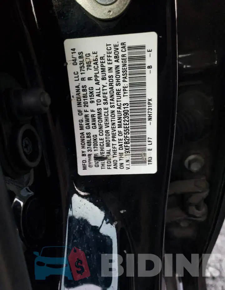 19XFB2F55EE239013 Photo# 12