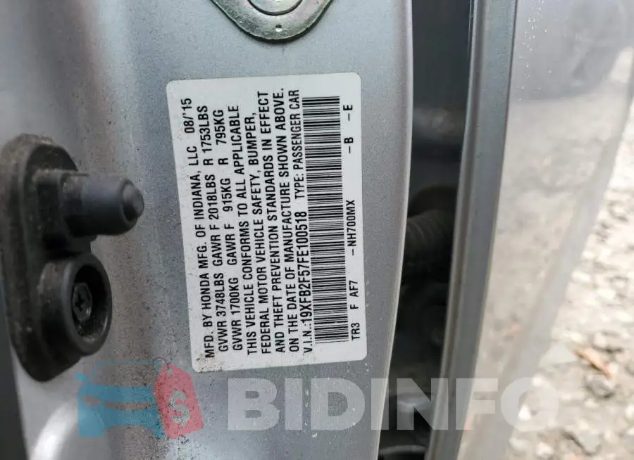 19XFB2F57FE100518 Photo# 12