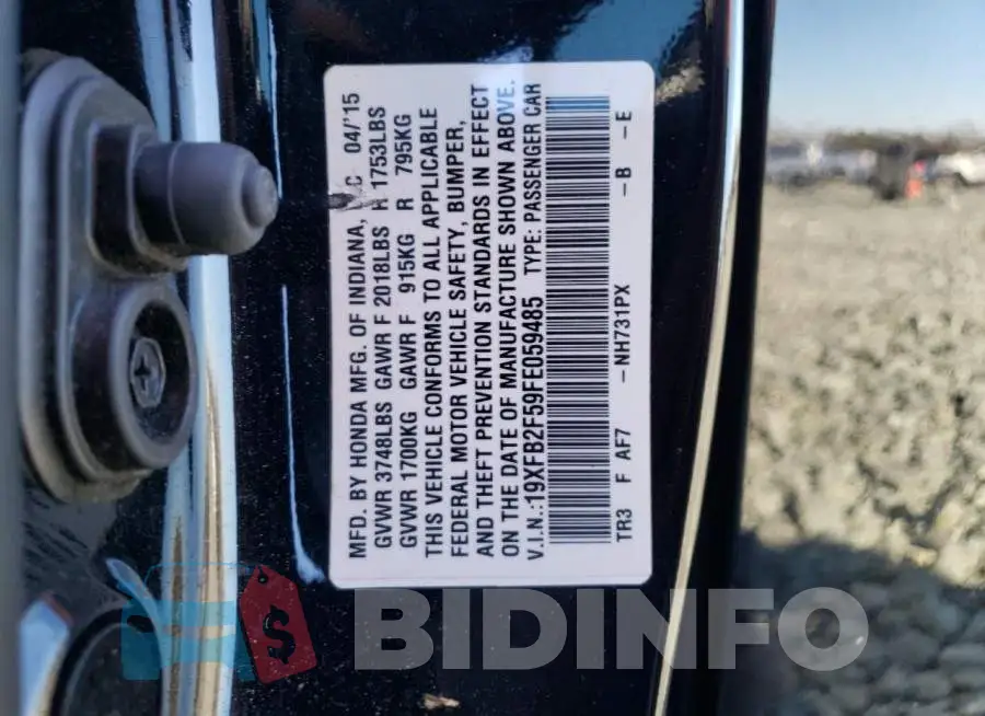 19XFB2F59FE059485 Photo# 12