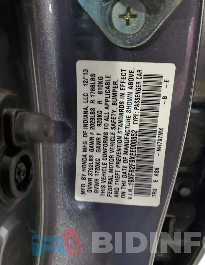 19XFB2F9XEE000852 Photo# 12
