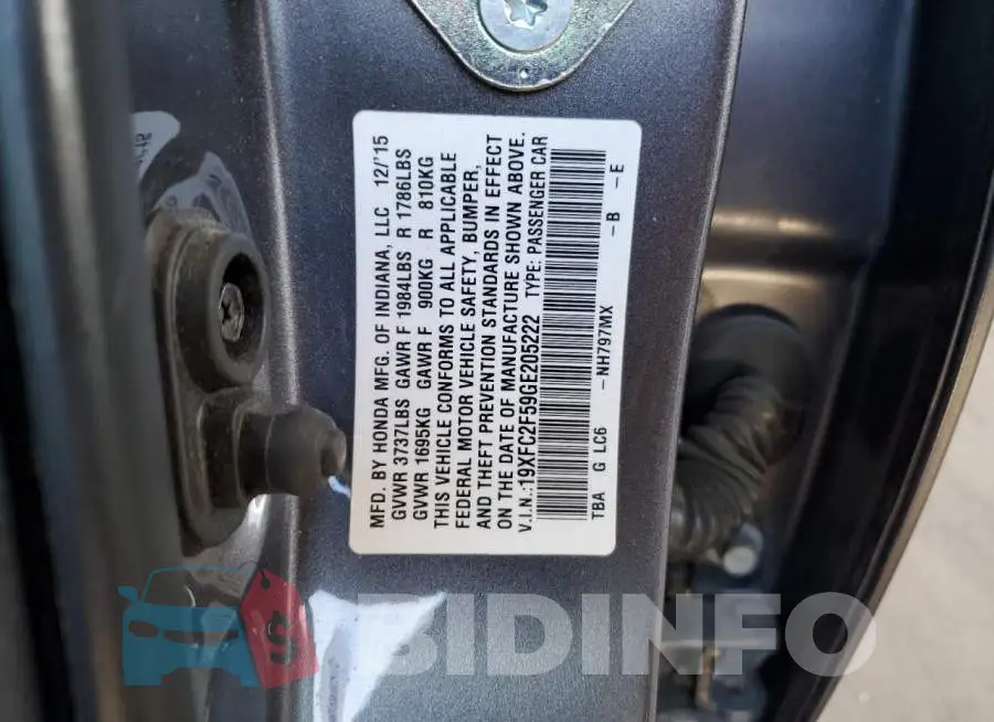 19XFC2F59GE205222 Photo# 12