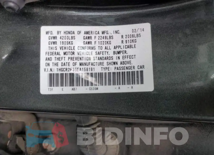 1HGCR2F35EA158191 Photo# 10