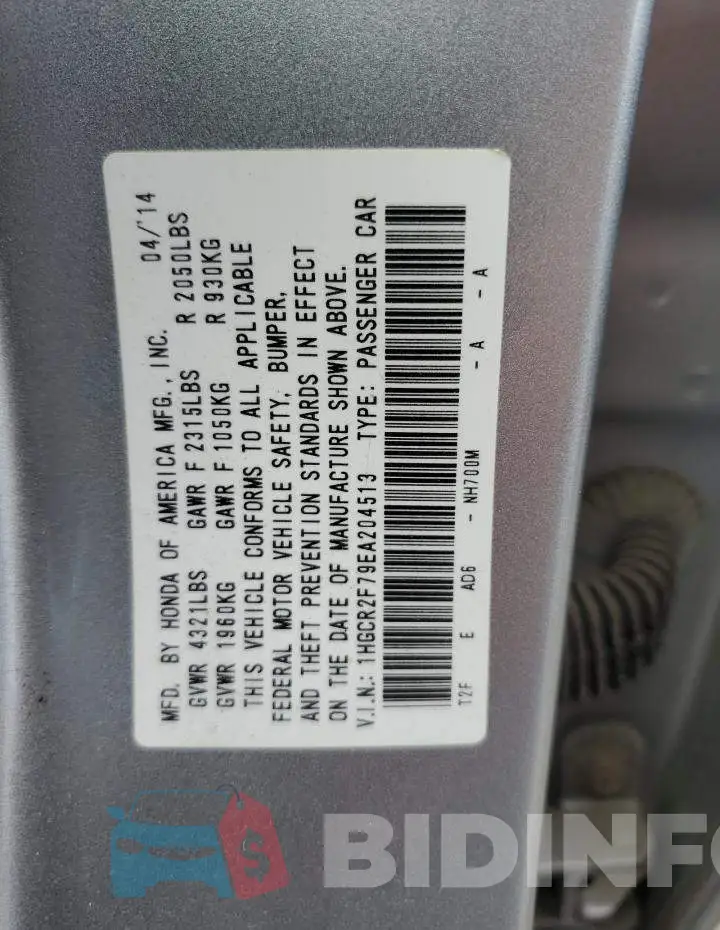 1HGCR2F79EA204513 Photo# 10