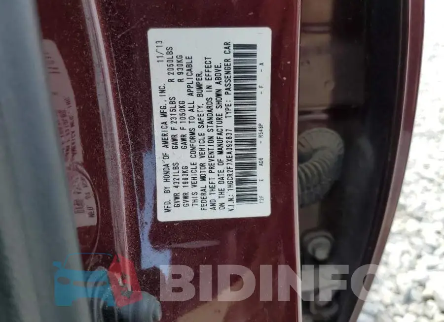 1HGCR2F7XEA092837 Photo# 10