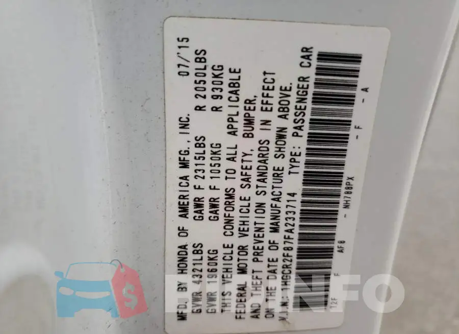 1HGCR2F87FA233714 Photo# 10