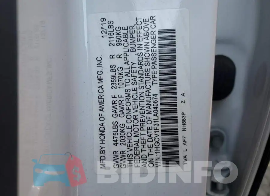 1HGCV1F31LA040674 Photo# 12