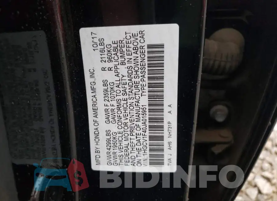 1HGCV1F40JA015951 Photo# 12