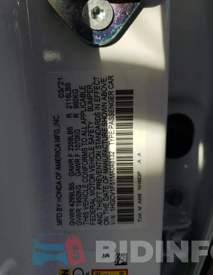 1HGCV1F51MA048132 Photo# 12