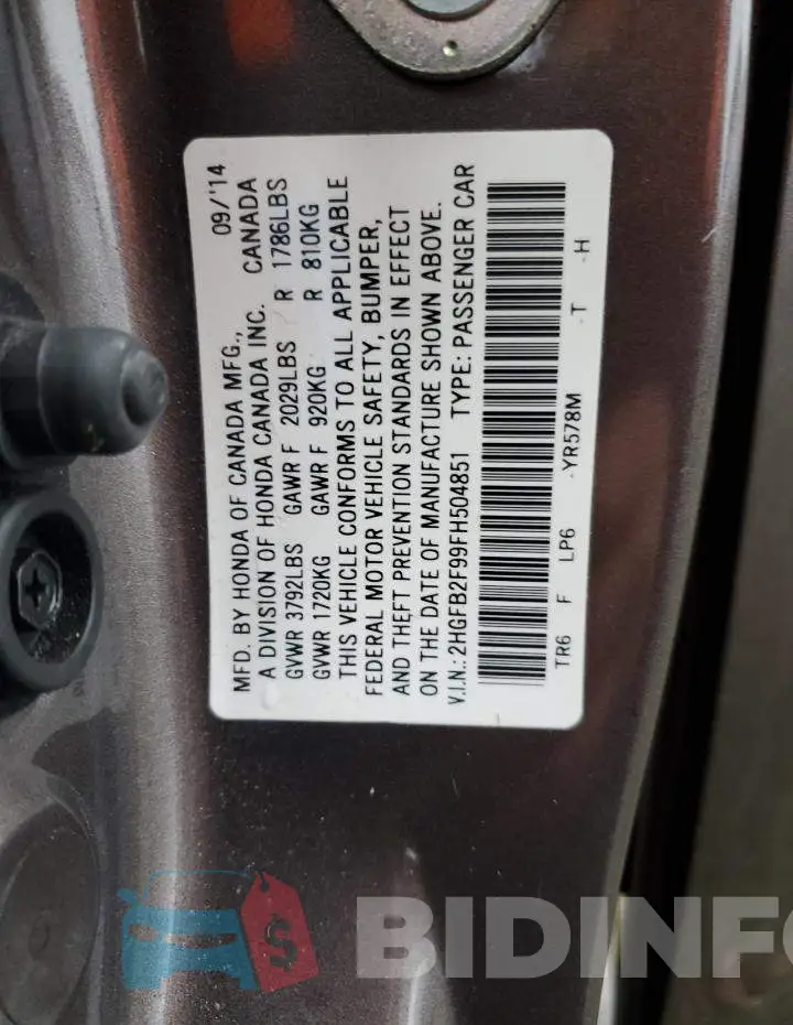 2HGFB2F99FH504851 Photo# 12