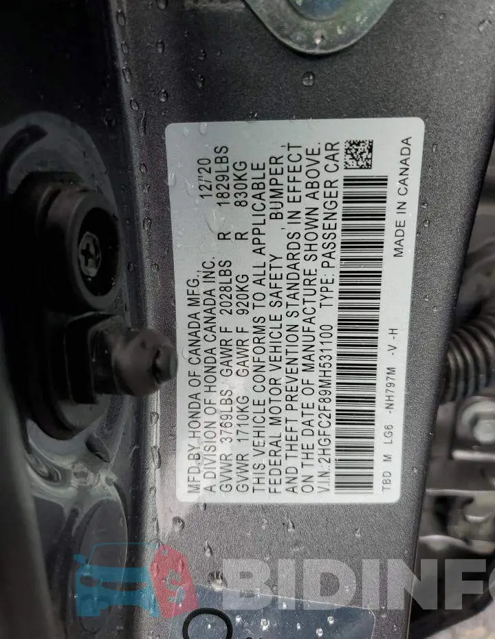 2HGFC2F89MH531100 Photo# 12