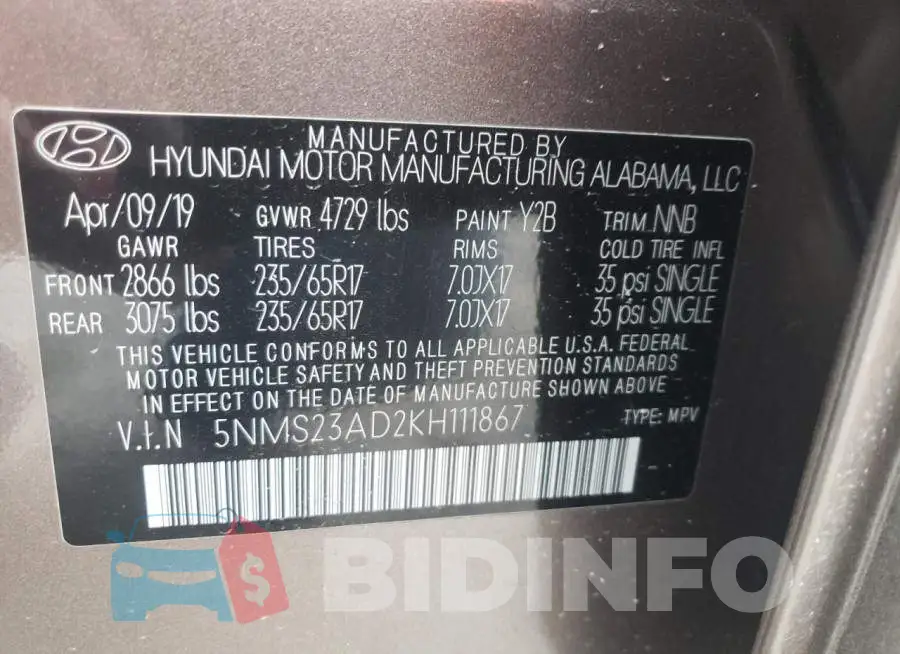 5NMS23AD2KH111867 Photo# 13