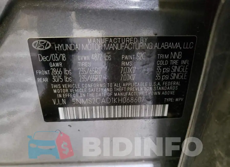 5NMS2CAD1KH068607 Photo# 14