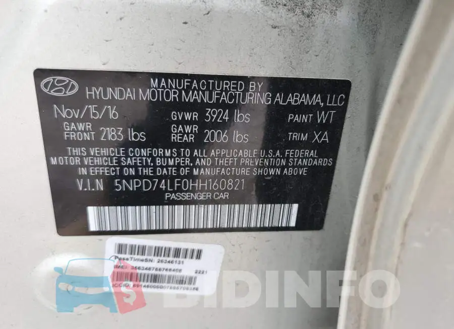 5NPD74LF0HH160821 Photo# 13