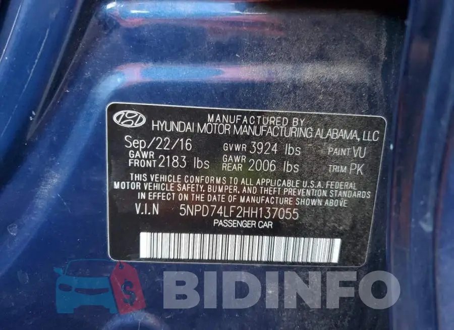 5NPD74LF2HH137055 Photo# 13