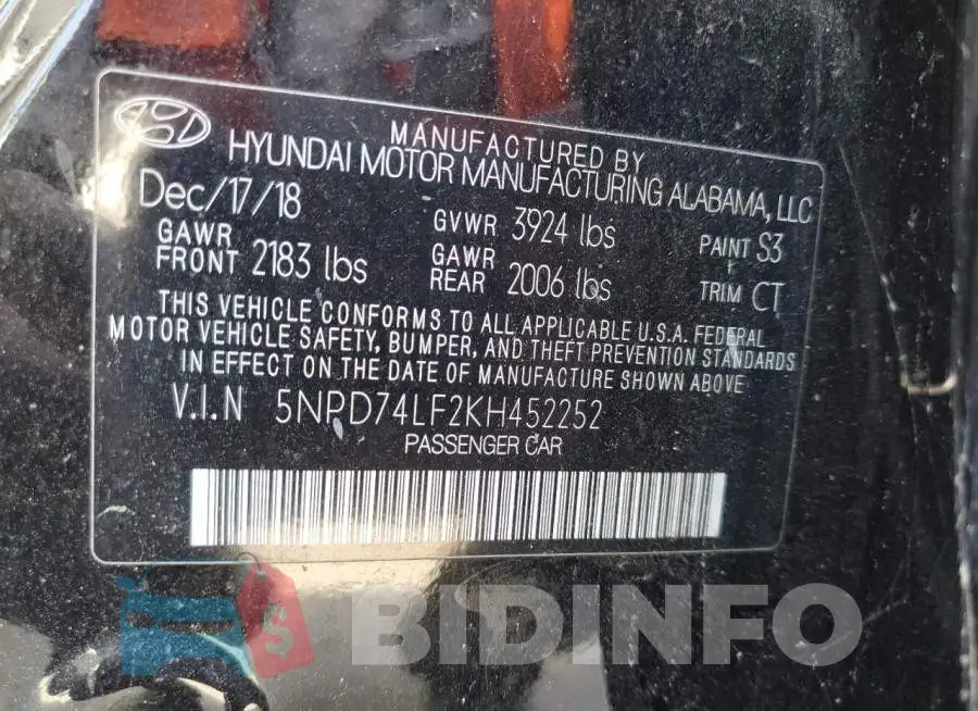 5NPD74LF2KH452252 Photo# 13
