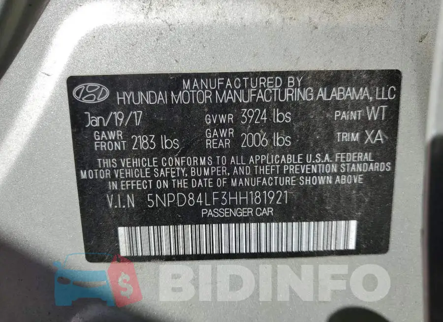 5NPD84LF3HH181921 Photo# 12