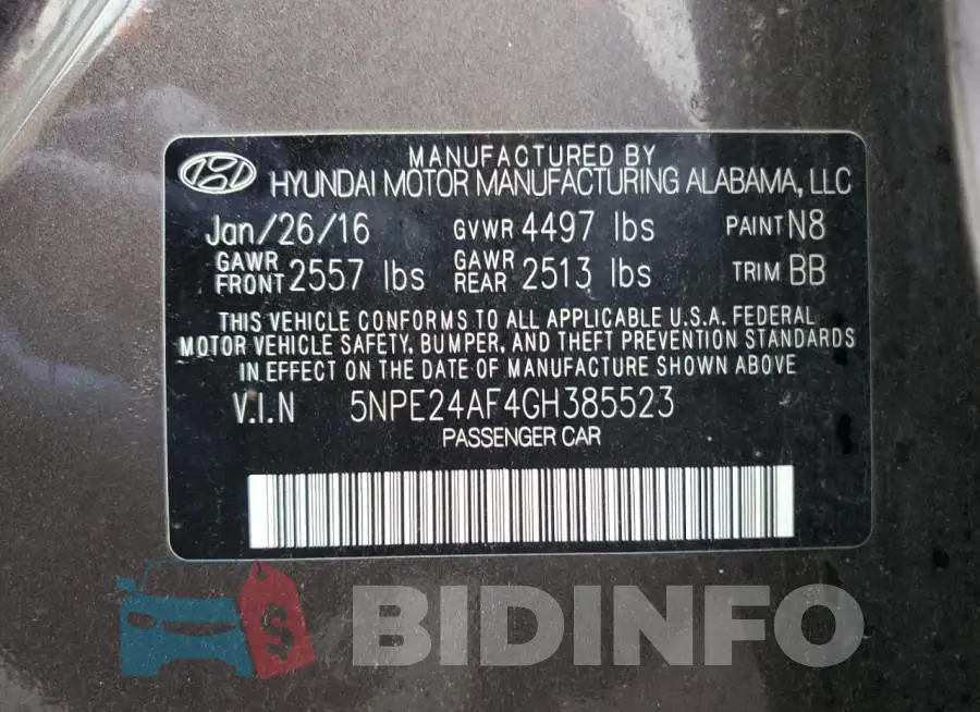 5NPE24AF4GH385523 Photo# 12