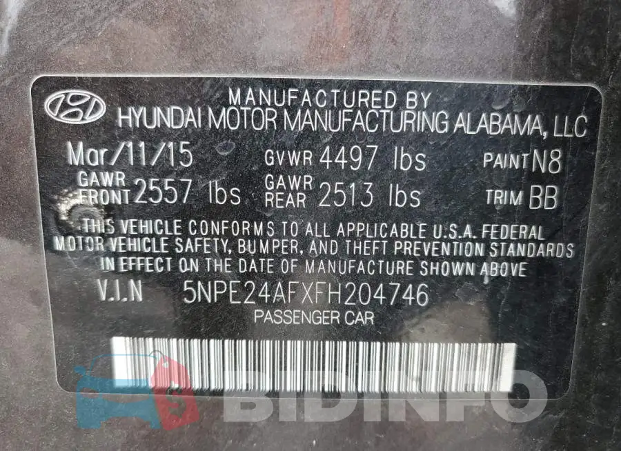 5NPE24AFXFH204746 Photo# 12