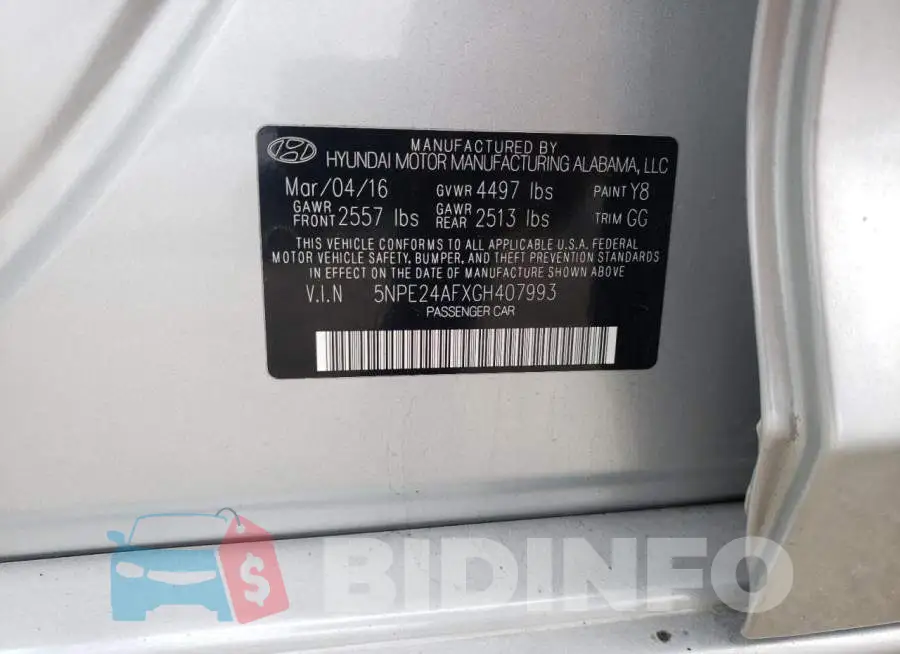 5NPE24AFXGH407993 Photo# 12