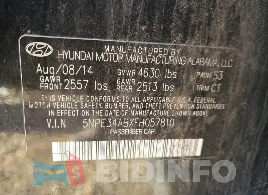 5NPE34ABXFH057810 Photo# 12
