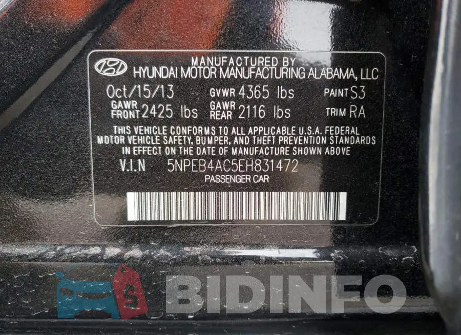 5NPEB4AC5EH831472 Photo# 12