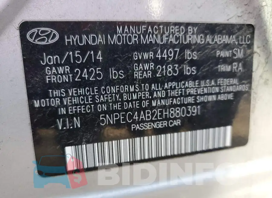 5NPEC4AB2EH880391 Photo# 12