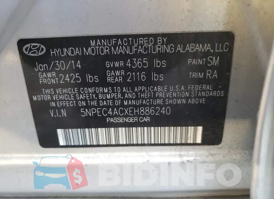 5NPEC4ACXEH886240 Photo# 12
