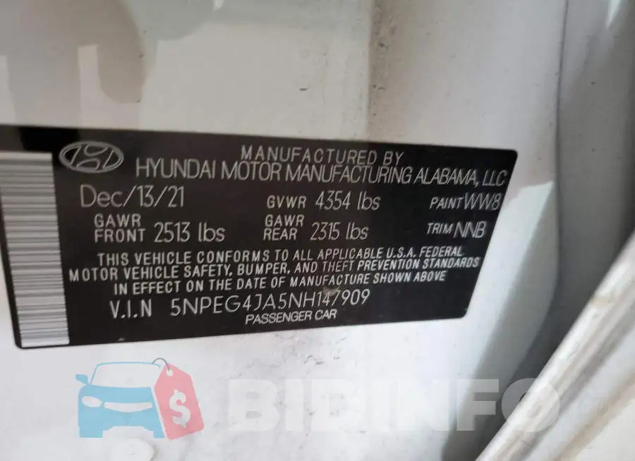 5NPEG4JA5NH147909 Photo# 12