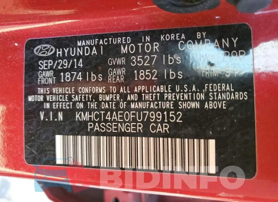 KMHCT4AE0FU799152 Photo# 12
